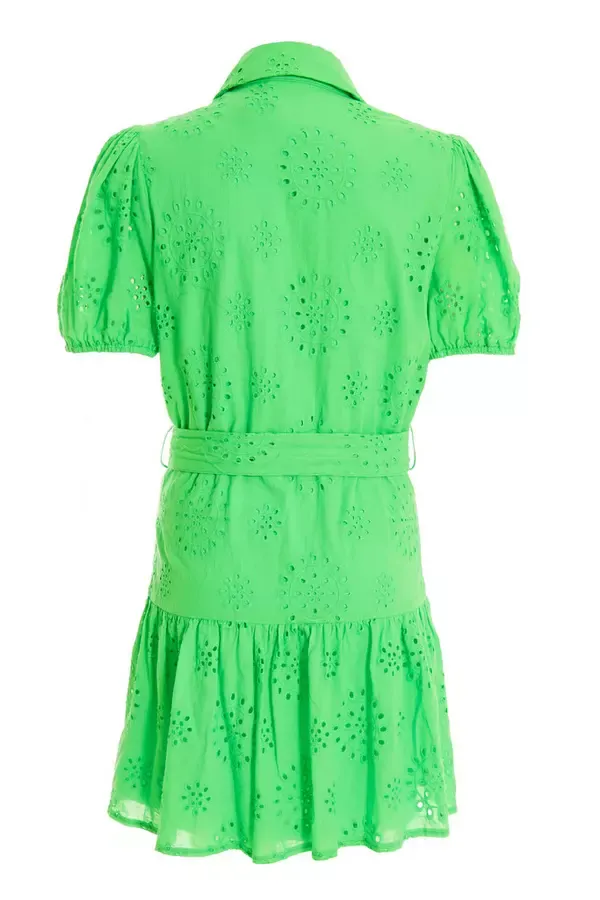 Quiz Clothing Dresses Green Embroidered Mini Shirt Dress 8211 Women