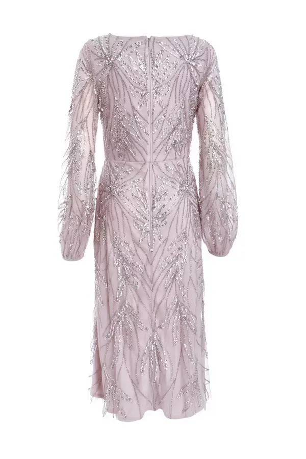 Quiz Clothing Dresses Lilac Embellished Wrap Midi Dress 8211 Women