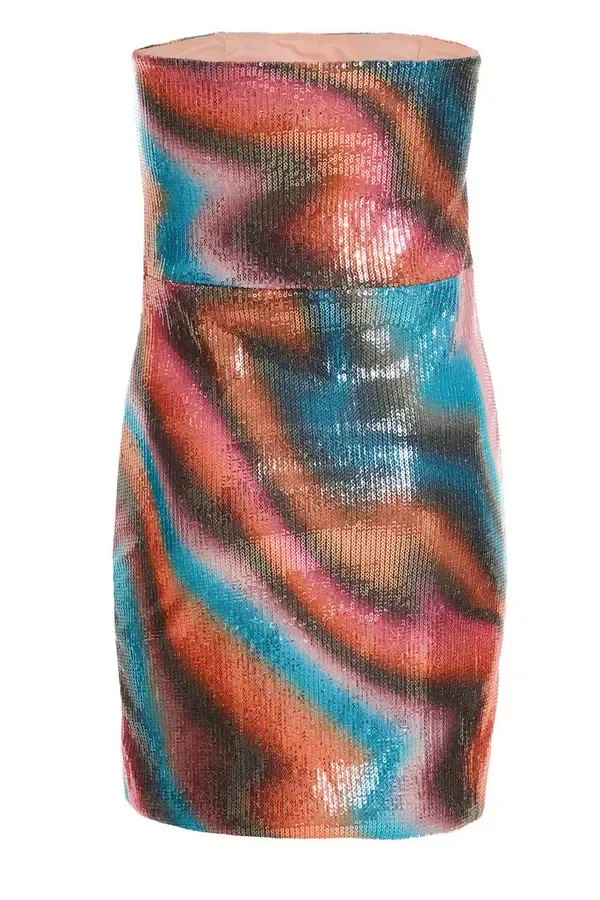 Quiz Clothing Dresses Multicoloured Sequin Marble Bandeau Mini Dress 8211 Women