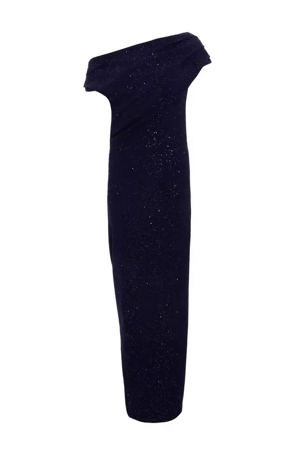 Quiz Clothing Dresses Navy Glitter Asymmetric Midi Dress 8211 Women