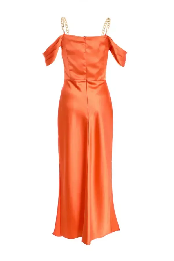 Quiz Clothing Dresses Orange Satin Midaxi Dress 8211 Women