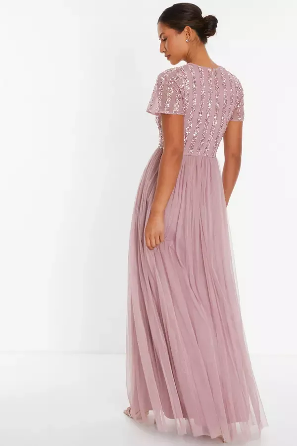 Quiz Clothing Dresses Pink Embellished Sequin Maxi Dress 8211 Women