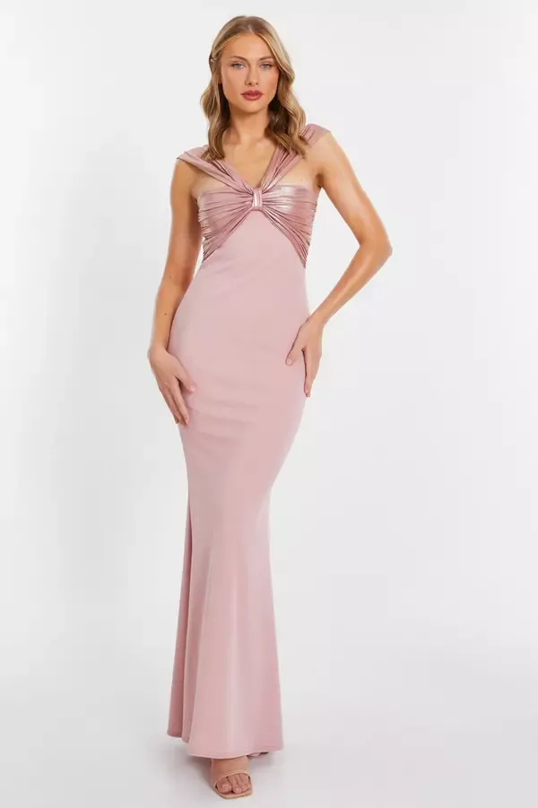 Quiz Clothing Dresses Pink Knot Front Maxi Dress 8211 Women