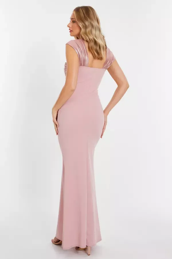Quiz Clothing Dresses Pink Knot Front Maxi Dress 8211 Women