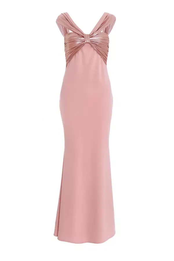 Quiz Clothing Dresses Pink Knot Front Maxi Dress 8211 Women