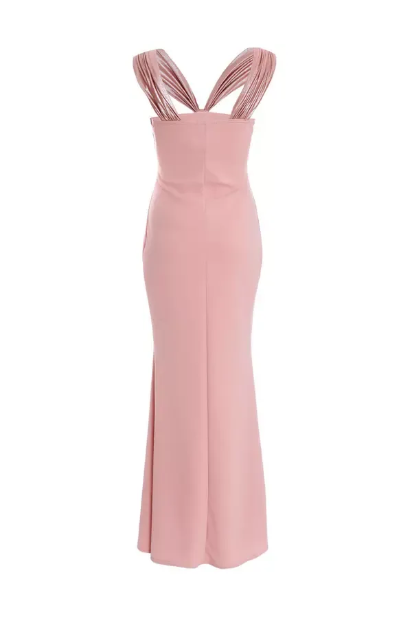 Quiz Clothing Dresses Pink Knot Front Maxi Dress 8211 Women