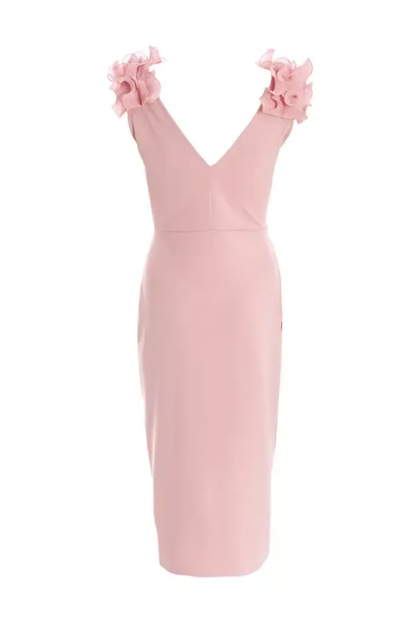 Quiz Clothing Dresses Pink Ruffle Wrap Midi Dress 8211 Women