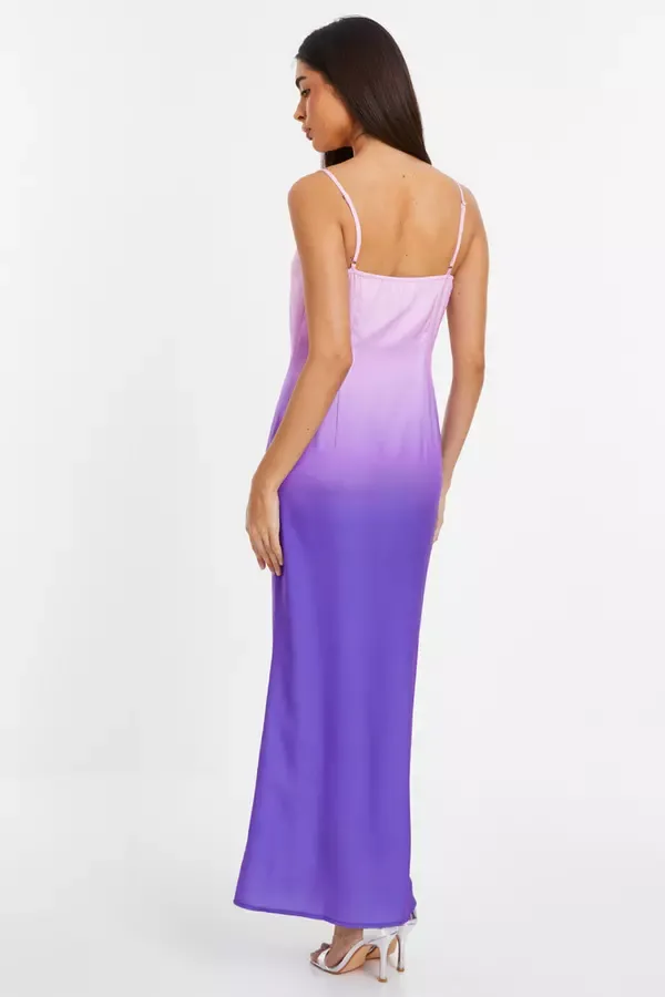Quiz Clothing Dresses Purple Satin Ombre Slip Maxi Dress 8211 Women