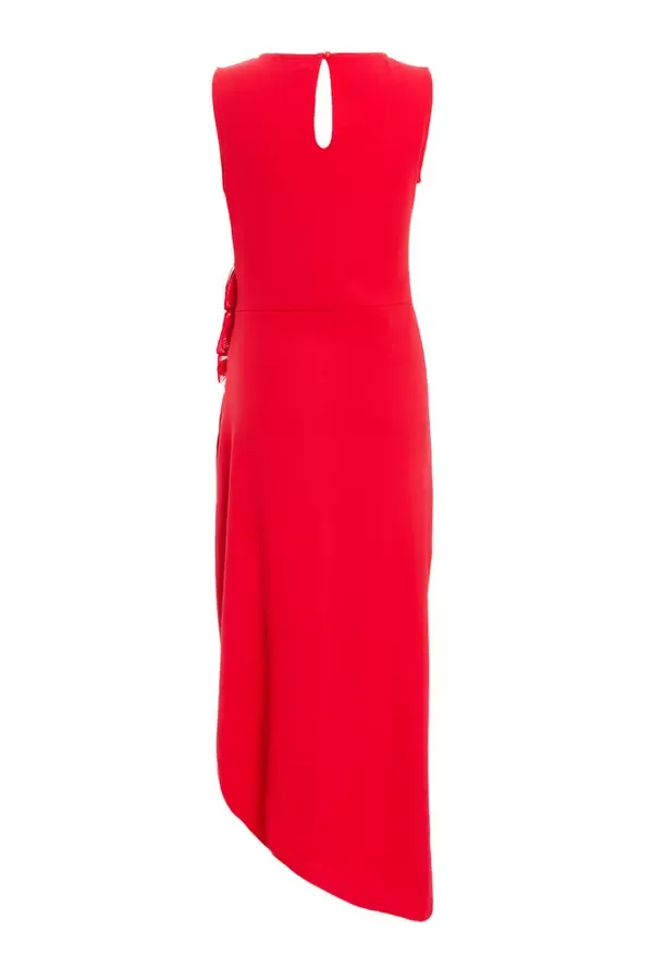 Quiz Clothing Dresses Red Flower Asymmetric Midaxi Dress 8211 Women
