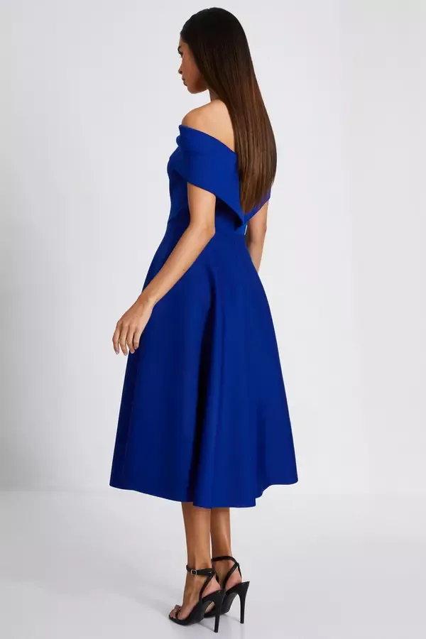 Quiz Clothing Dresses Royal Blue Bardot Midaxi Dress 8211 Women
