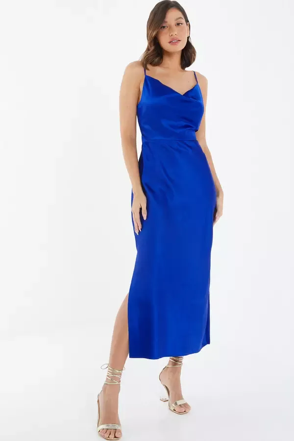 Quiz Clothing Dresses Royal Blue Satin Slip Midi Dress 8211 Women