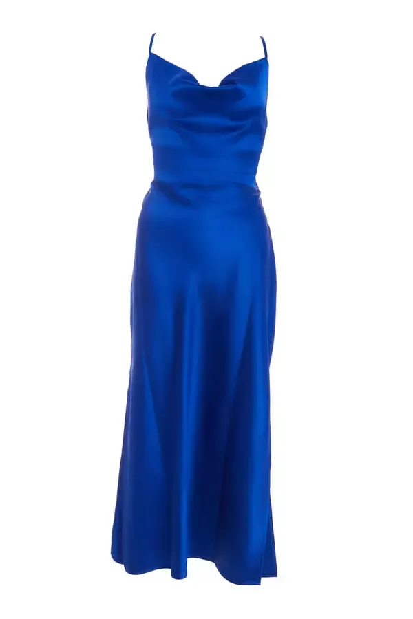 Quiz Clothing Dresses Royal Blue Satin Slip Midi Dress 8211 Women