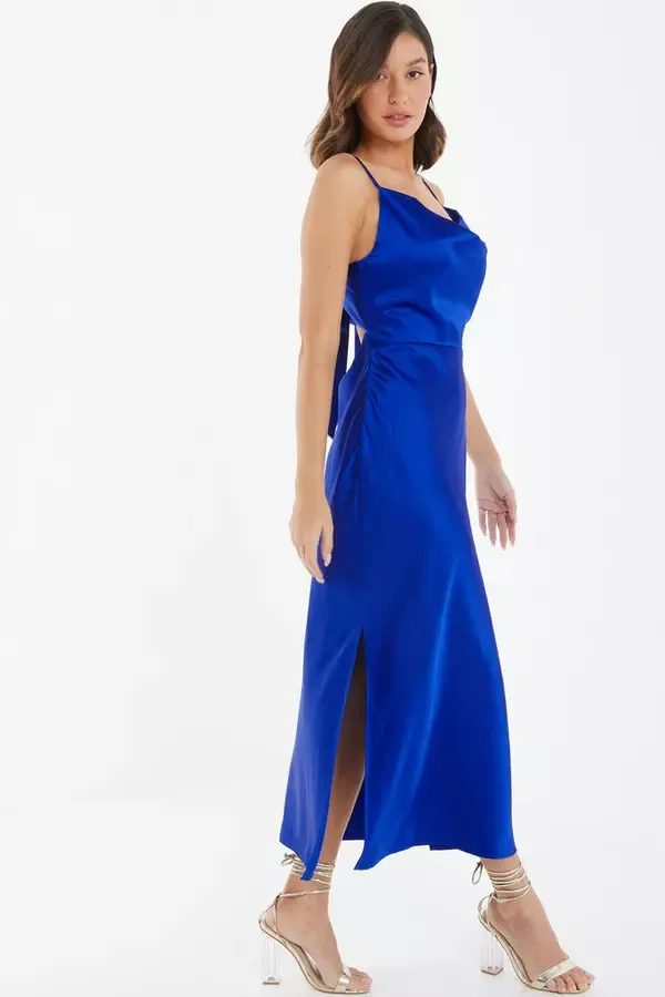 Quiz Clothing Dresses Royal Blue Satin Slip Midi Dress 8211 Women