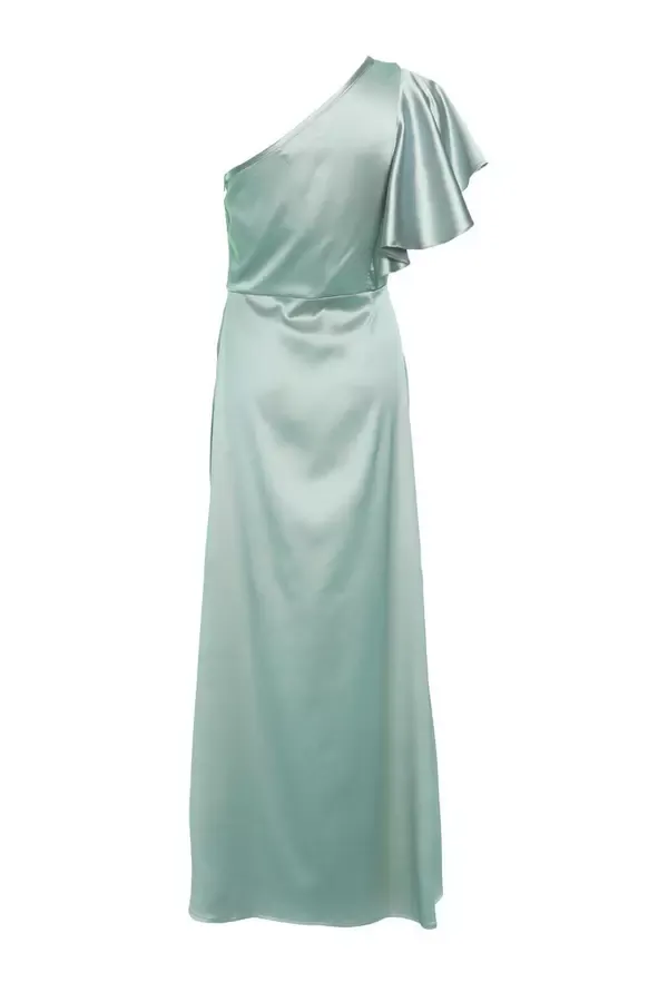 Quiz Clothing Dresses Sage Satin One Shoulder Maxi Dress 8211 Women