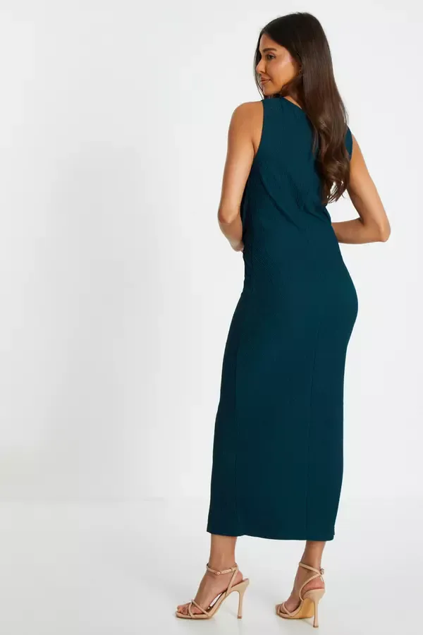Quiz Clothing Dresses Teal Sleeveless Ruched Midaxi Dress 8211 Women