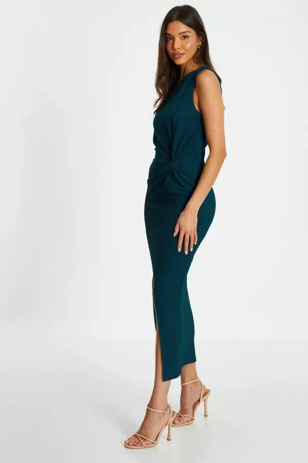 Quiz Clothing Dresses Teal Sleeveless Ruched Midaxi Dress 8211 Women