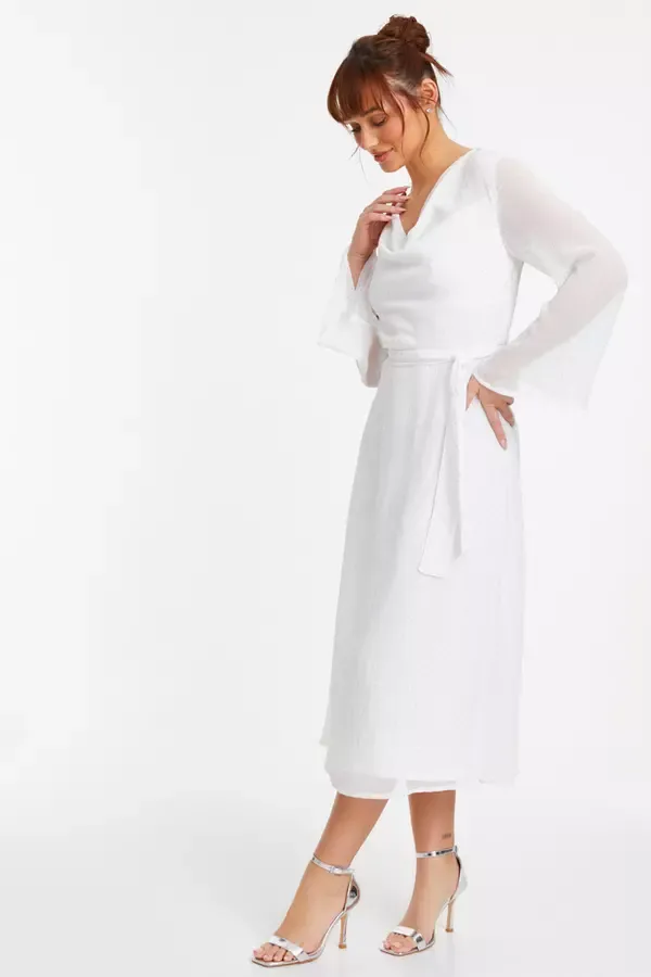 Quiz Clothing Dresses White Chiffon Polka Dot Cowl Neck Midi Dress 8211 Women Quiz Clothing Dresses White Chiffon Polka Dot Cowl Neck Midi Dress 8211 Women