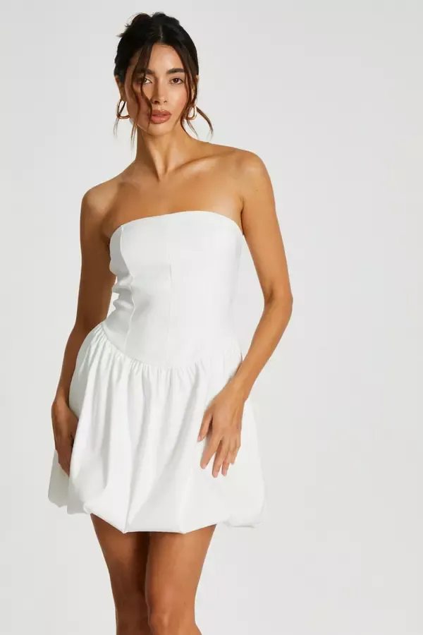 Quiz Clothing Dresses White Puff Ball Mini Dress 8211 Women