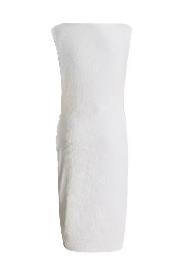 Quiz Clothing Dresses White Textured Cowl Neck Midi Dress 8211 Women
