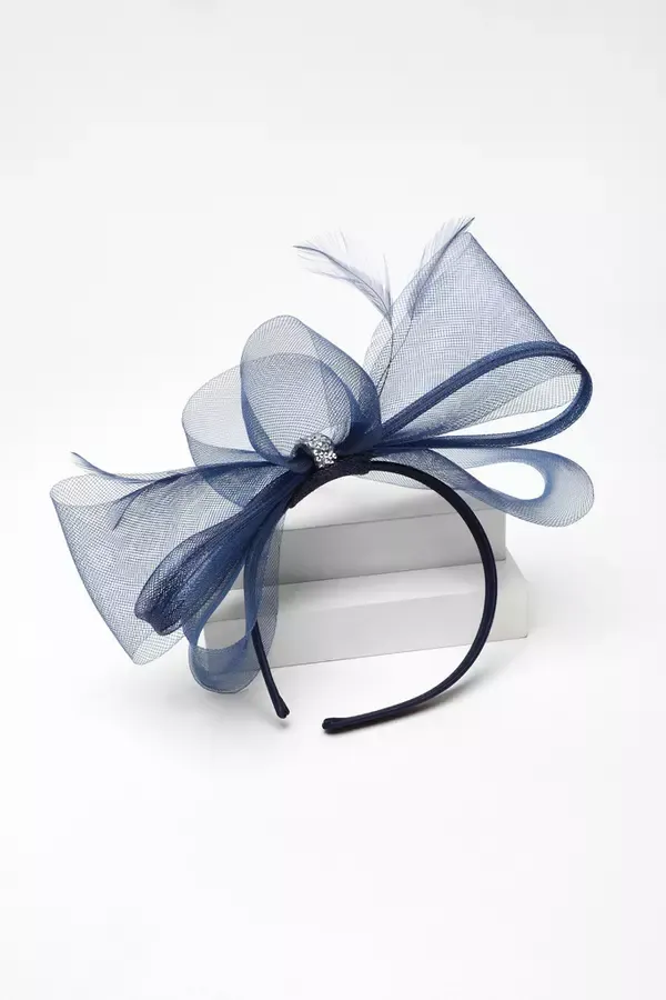 Quiz Clothing Fascinators Navy Diamante Trim Bow Headband Fascinator 8211 Women