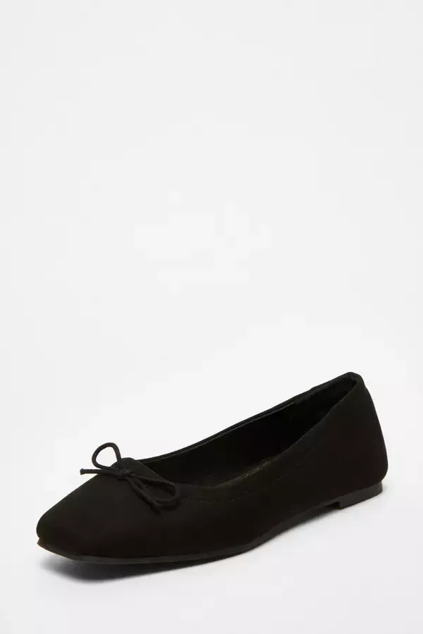 Quiz Clothing Flats Black Square Toe Flat Pumps 8211 Women