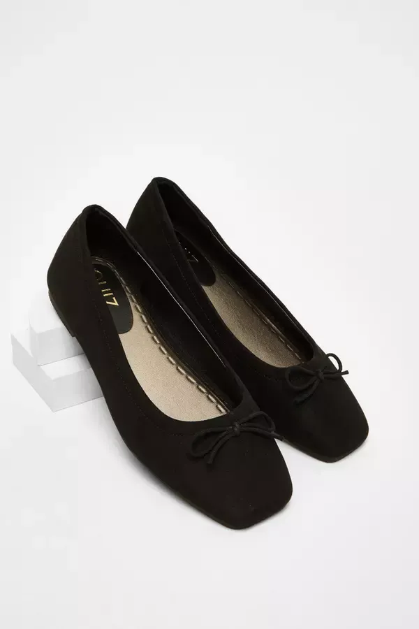 Quiz Clothing Flats Black Square Toe Flat Pumps 8211 Women