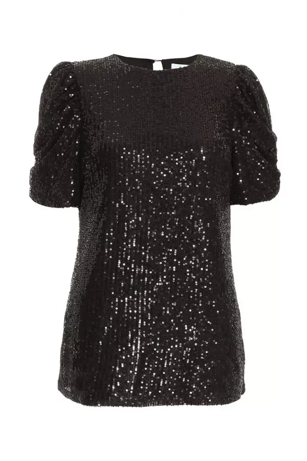 Quiz Clothing Going Out Black Sequin Boxy Top 8211 Women
