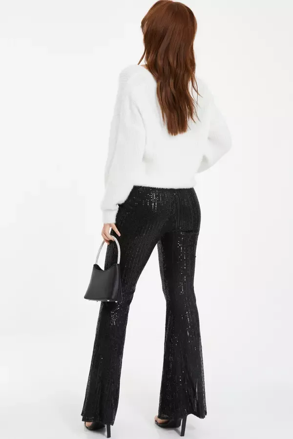 Quiz Clothing Going Out Black Sequin Palazzo Trousers 8211 Women