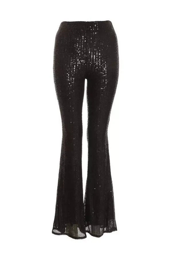 Quiz Clothing Going Out Black Sequin Palazzo Trousers 8211 Women