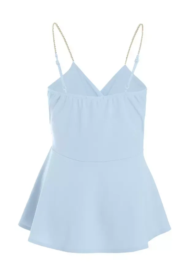 Quiz Clothing Going Out Blue Diamante Strap Wrap Top 8211 Women