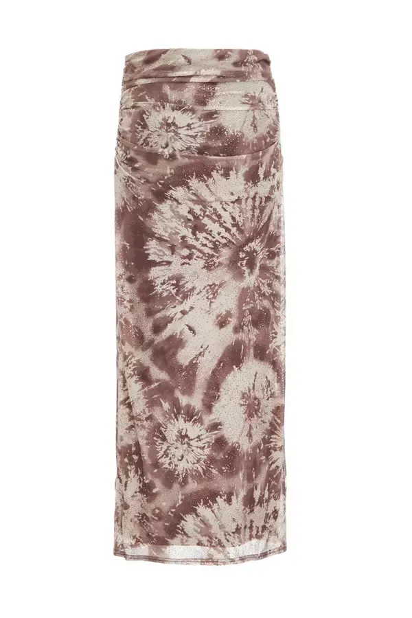 Quiz Clothing Going Out Brown Mesh Marble Print Midaxi Skirt 8211 Women