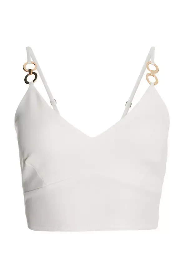 Quiz Clothing Going Out Cream Gold Strappy Crop Top 8211 Women