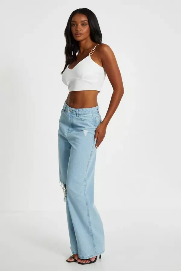 Quiz Clothing Going Out Cream Gold Strappy Crop Top 8211 Women