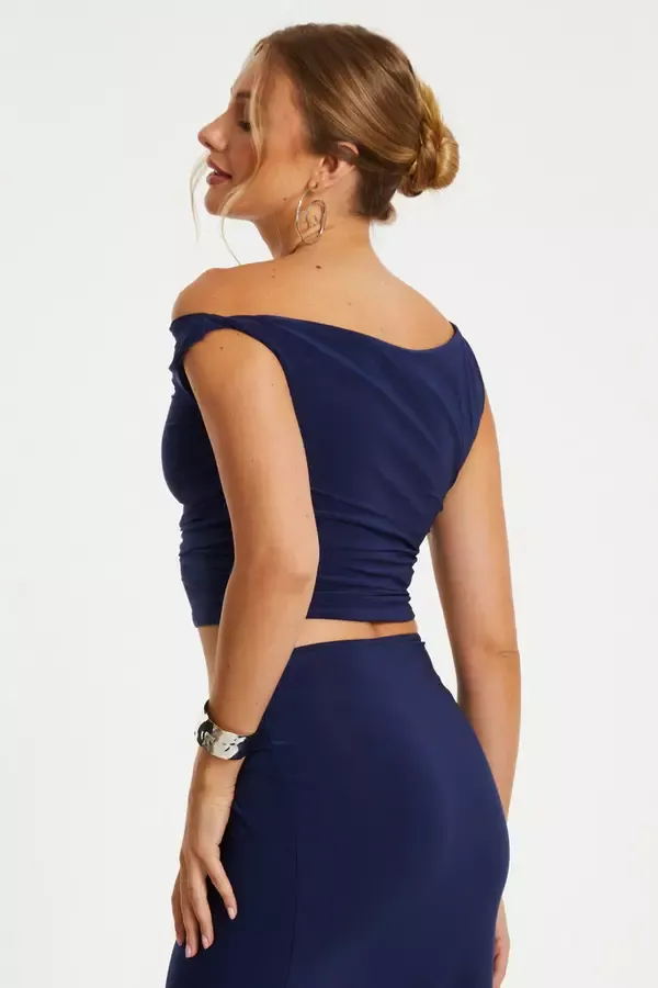 Quiz Clothing Going Out Indigo Twist Crop Top 8211 Women