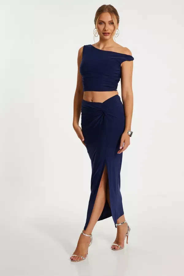 Quiz Clothing Going Out Indigo Twist Crop Top 8211 Women