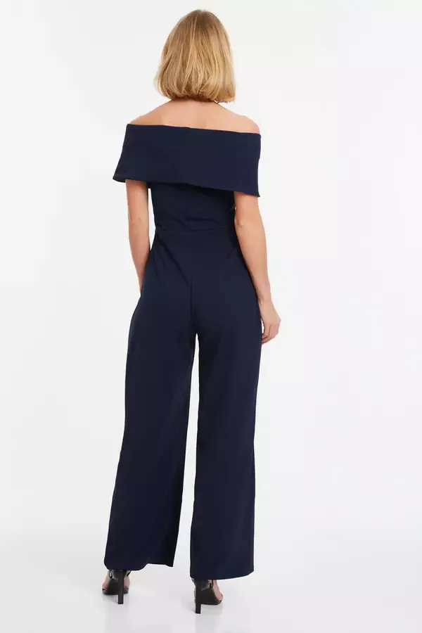 Quiz Clothing Going Out Navy Bardot Palazzo Jumpsuit 8211 Women