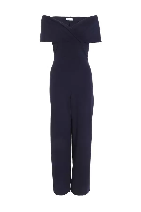 Quiz Clothing Going Out Navy Bardot Palazzo Jumpsuit 8211 Women
