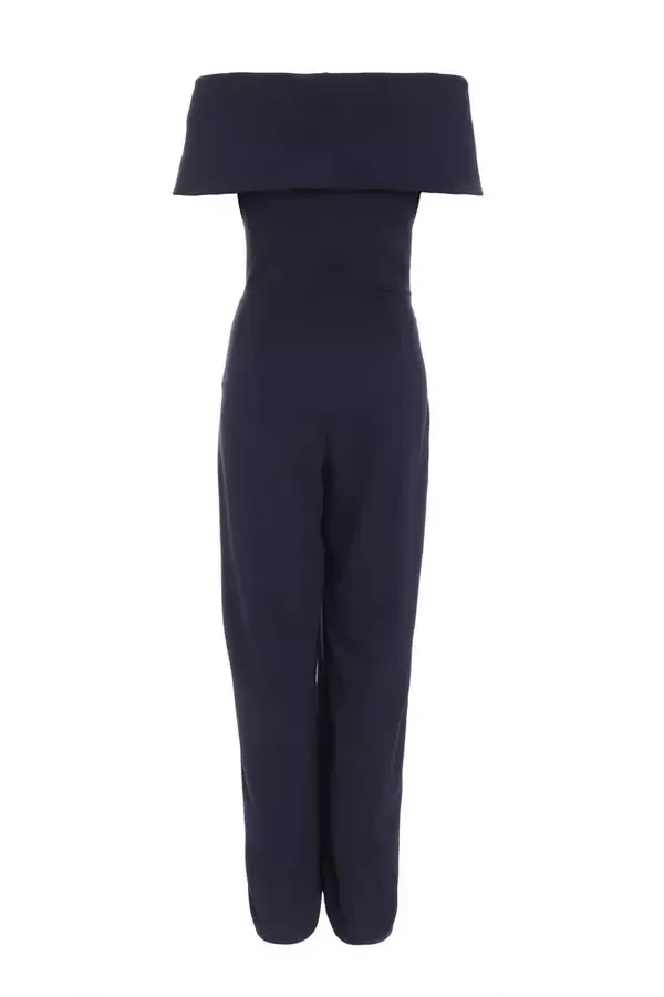 Quiz Clothing Going Out Navy Bardot Palazzo Jumpsuit 8211 Women