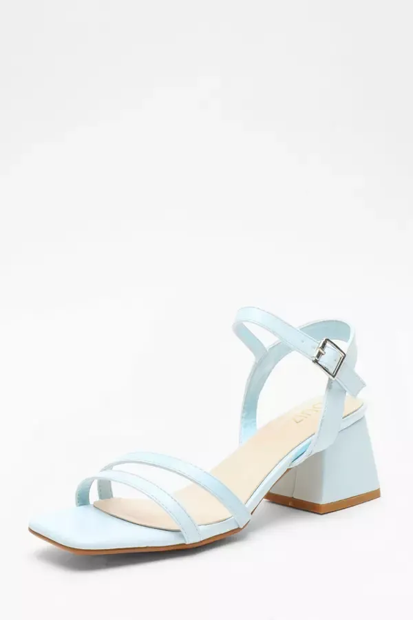 Quiz Clothing Heels Blue Faux Leather Block Heel Sandal 8211 Women