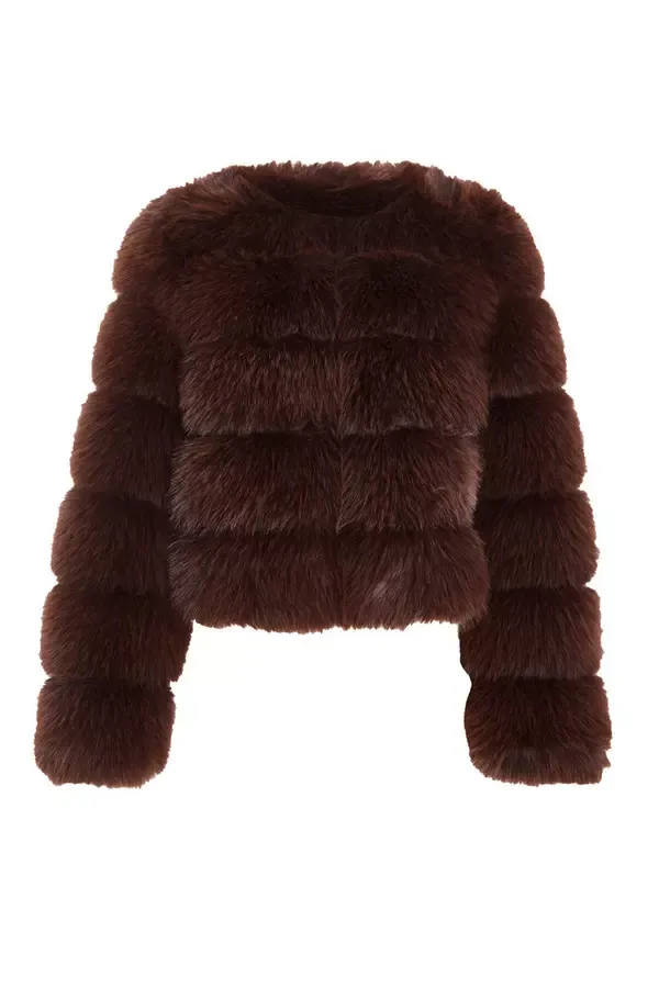 Quiz Clothing Jackets and Coats Brown Faux Fur Jacket 8211 Women