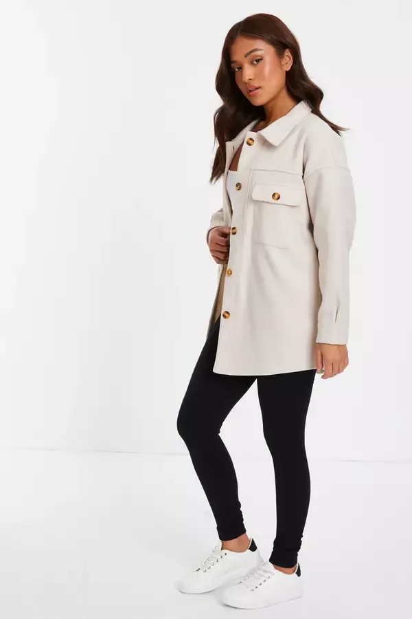 Quiz Clothing Jackets and Coats Petite Stone Button Front Shacket 8211 Women Quiz Clothing Jackets and Coats Petite Stone Button Front Shacket 8211 Women