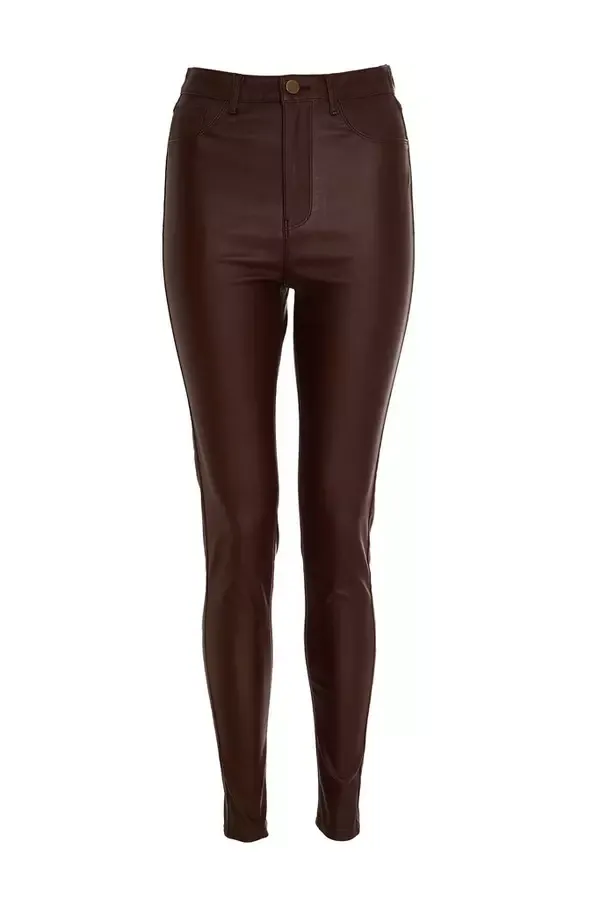Quiz Clothing Jeans Brown Faux Leather Skinny Jeans 8211 Women