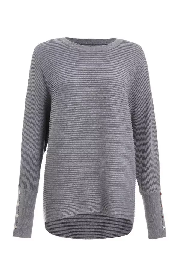 Quiz Clothing Jumpers Grey Light Knit Buttoned Jumper 8211 Women