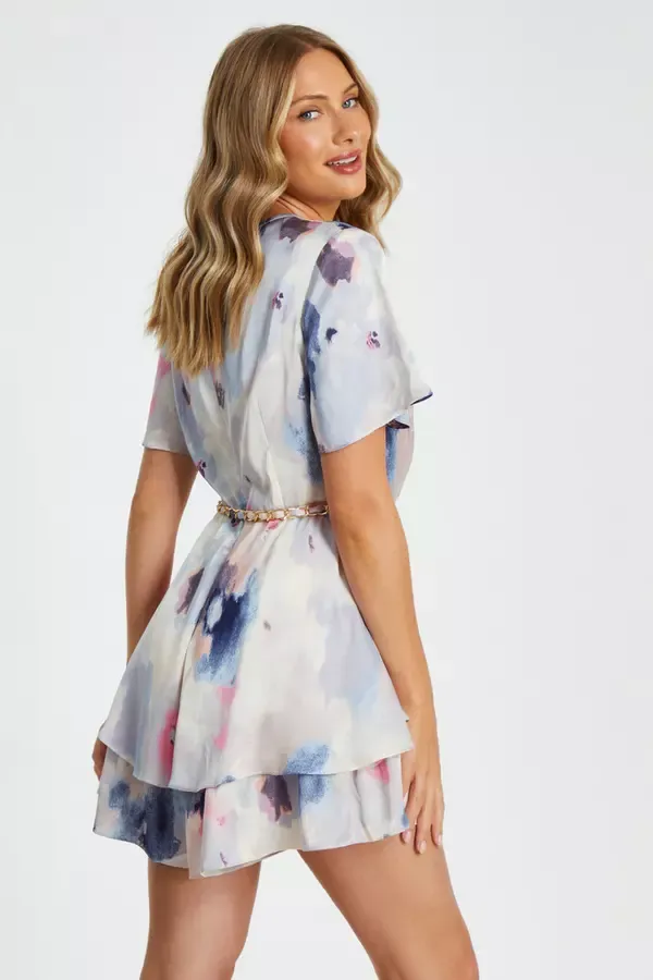 Quiz Clothing Jumpsuits Marble Print Tiered Playsuit 8211 Women
