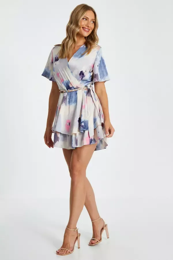 Quiz Clothing Jumpsuits Marble Print Tiered Playsuit 8211 Women