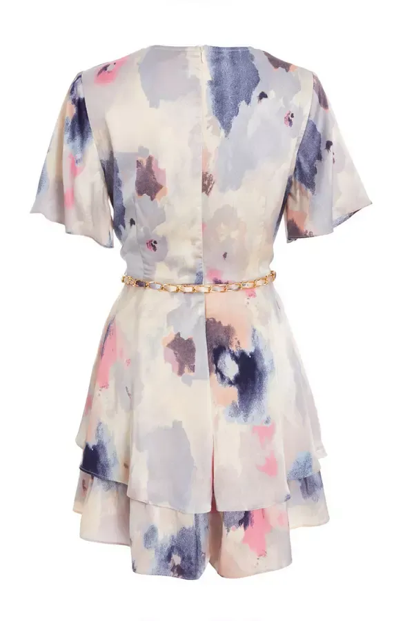 Quiz Clothing Jumpsuits Marble Print Tiered Playsuit 8211 Women