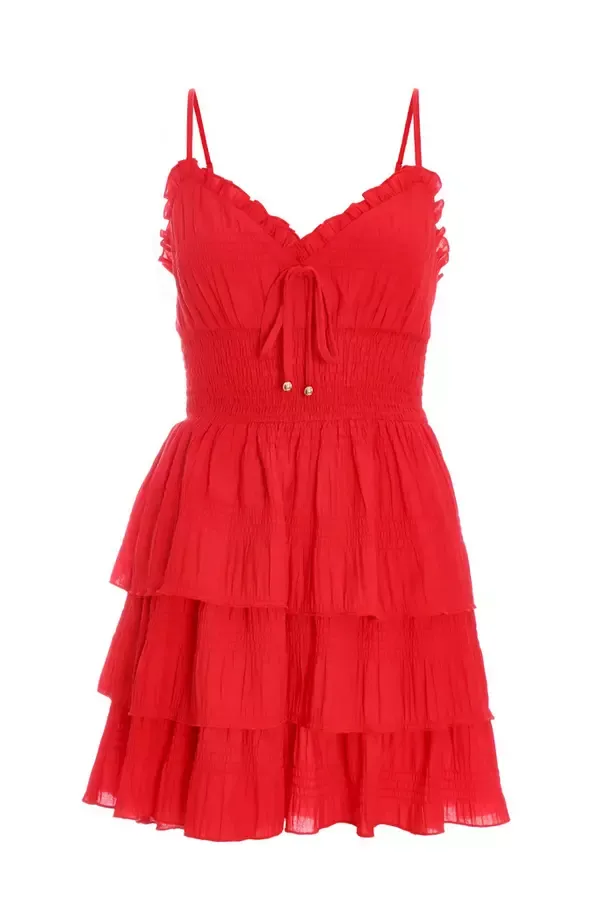 Quiz Clothing Jumpsuits Red Ruffle Tiered Playsuit 8211 Women