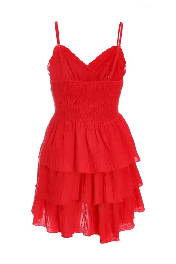 Quiz Clothing Jumpsuits Red Ruffle Tiered Playsuit 8211 Women