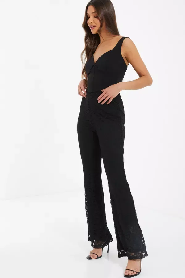 Quiz Clothing Leggings Black Lace Flared Leggings 8211 Women