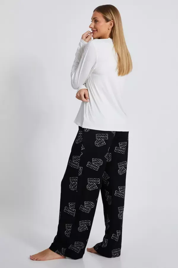 Quiz Clothing Nightwear Black Slogan Pyjama Set 8211 Women